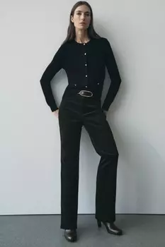 Однотяжной кардиган с золотыми пуговицами ZARA, черный