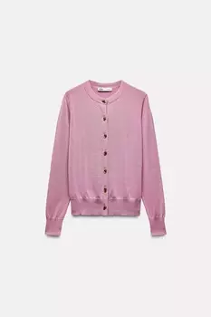 Однотяжной кардиган с золотыми пуговицами ZARA, пыльно-розовый