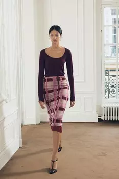 Однотяжной трикотажный топ ZARA, цвет aubergine