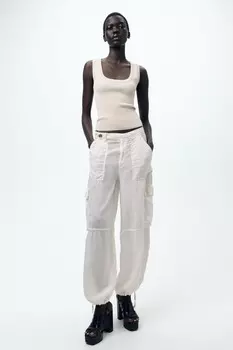 Однотяжной трикотажный топ ZARA, камень
