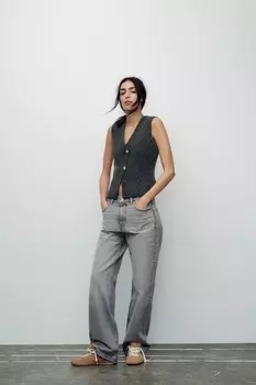 Однотяжной трикотажный жилет ZARA, серый