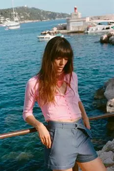 Однотрикотажный кардиган с рукавами 3/4 ZARA, мел розовый