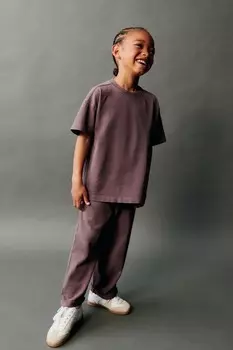 Одновременная футболка и брюки комбинированные ZARA, цвет aubergine
