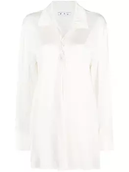 Off-White атласная рубашка с длинными рукавами, нейтральный цвет