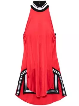 Off-White атласное платье мини, красный