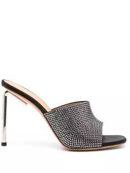 Off-White атласные босоножки Allen со стразами, черный