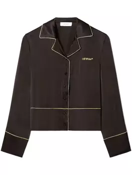 Off-White атласный пижамный топ, черный