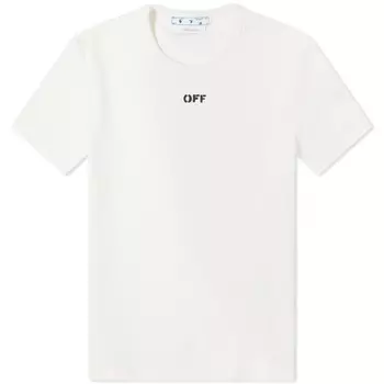 Off-White Базовая футболка Off Stamp в рубчик, белый/черный