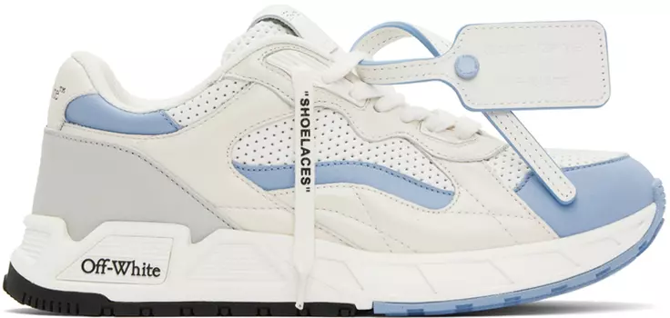 Off-White Бело-синие кроссовки Kick Off