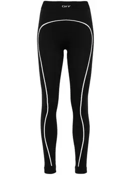 Off-White бесшовные легинсы с вышитым логотипом, черный