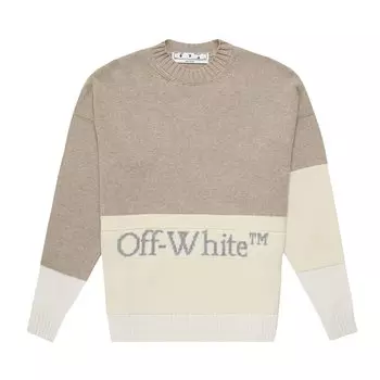 Off-White блокированный трикотаж с круглым вырезом Тофу