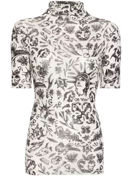 Off-White блузка Tattoo из тюля, белый