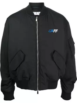 Off-White бомбер с вышитым логотипом, черный