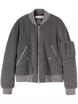 Off-White бомбер с вышивкой, серый