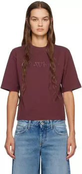 Off-White Бордовая футболка свободного кроя