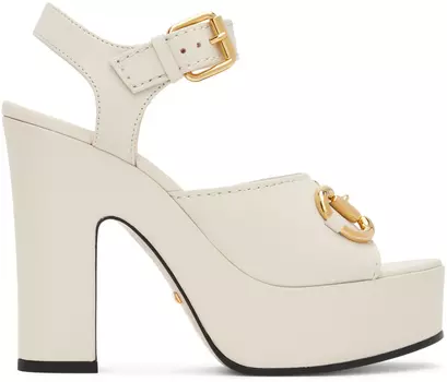 Off-White босоножки на каблуке с конской пряжкой Gucci