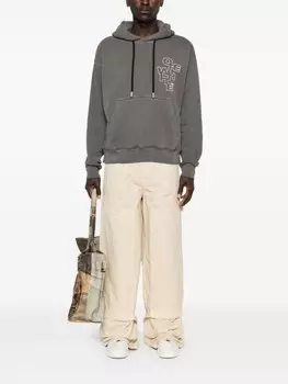 Off-White брюки с нашивкой-логотипом, нейтральный цвет