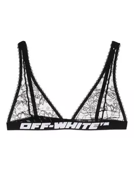Off-White бюстгальтер с треугольными чашками и логотипом, черный