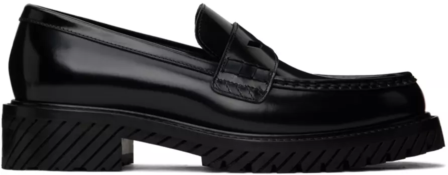 Off-White Черные лоферы в стиле милитари