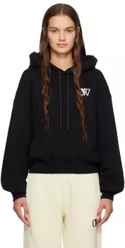 Off-White Черный худи из флока