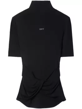 Off-White драпированный топ с логотипом, черный