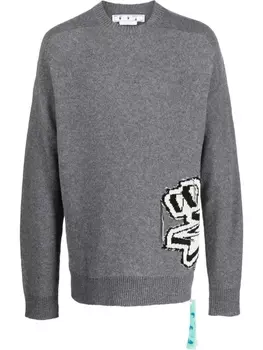 Off-White джемпер Graffiti крупной вязки, серый