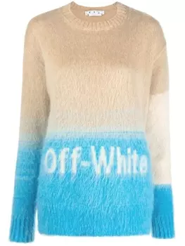 Off-White джемпер Helvetica вязки интарсия, нейтральный цвет