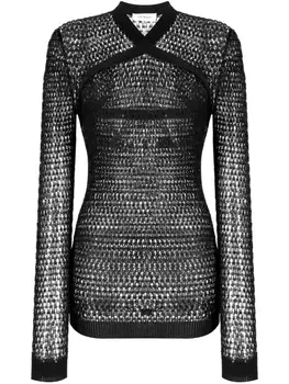 Off-White джемпер рыхлой вязки с эффектом металлик, черный