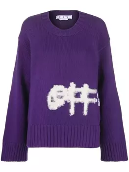 Off-White джемпер с логотипом, фиолетовый