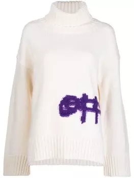 Off-White джемпер с высоким воротником и логотипом, белый