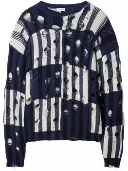 Off-White джемпер Shibori с эффектом потертости, синий