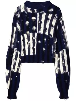 Off-White джемпер Shibori с эффектом потертости, синий