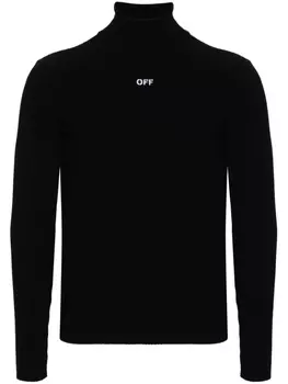 Off-White джемпер в рубчик с нашивкой-логотипом, черный