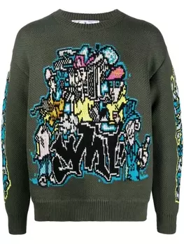 Off-White джемпер вязки интарсия, зеленый