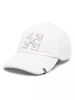 Off-White джинсовая бейсболка с эффектом потертости, белый