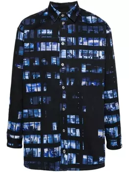 Off-White джинсовая куртка-рубашка с принтом Windows, черный