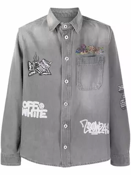 Off-White джинсовая рубашка из коллаборации с Graffiti Milano by Leonardo Totino, серый