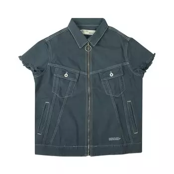 Off-White Джинсовая рубашка на молнии, цвет Синий