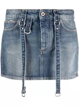 Off-White джинсовая юбка мини с нашивкой-логотипом, синий