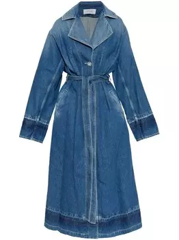 Off-White джинсовое пальто с поясом, синий