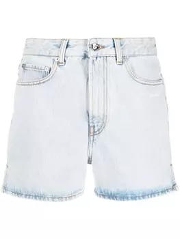 Off-White джинсовые шорты с полосками Diag, синий