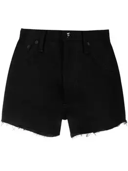 Off-White джинсовые шорты с полосками Diag, черный