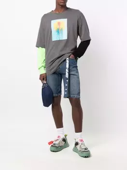 Off-White джинсовые шорты с поясом, синий