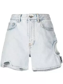 Off-White джинсовые шорты с завышенной талией, синий