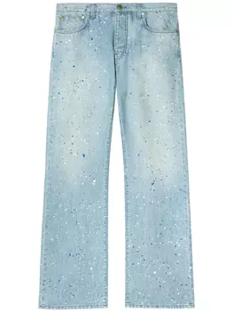 Off-White джинсы с эффектом разбрызганной краски, синий