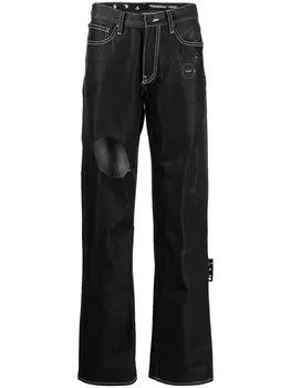 Off-White джинсы с вырезами, черный