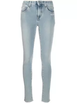 Off-White джинсы скинни с вышивкой, синий