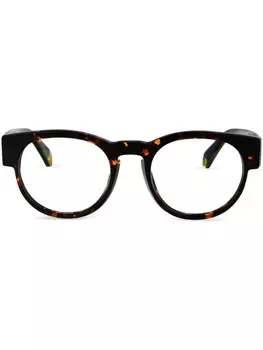 Off-White Eyewear очки в круглой оправе с логотипом, коричневый