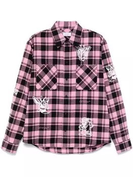Off-White фланелевая рубашка в клетку, розовый