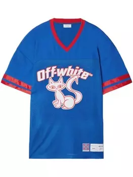 Off-White футболка Cat Football, синий